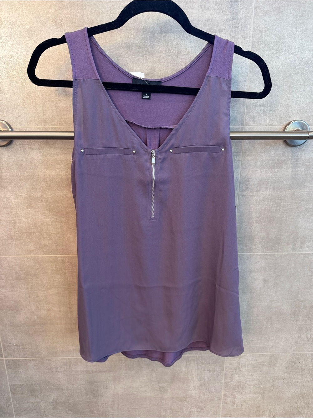 Fortune+Ivy Women's Sleeveless Zip-Front Tank Top — Purple